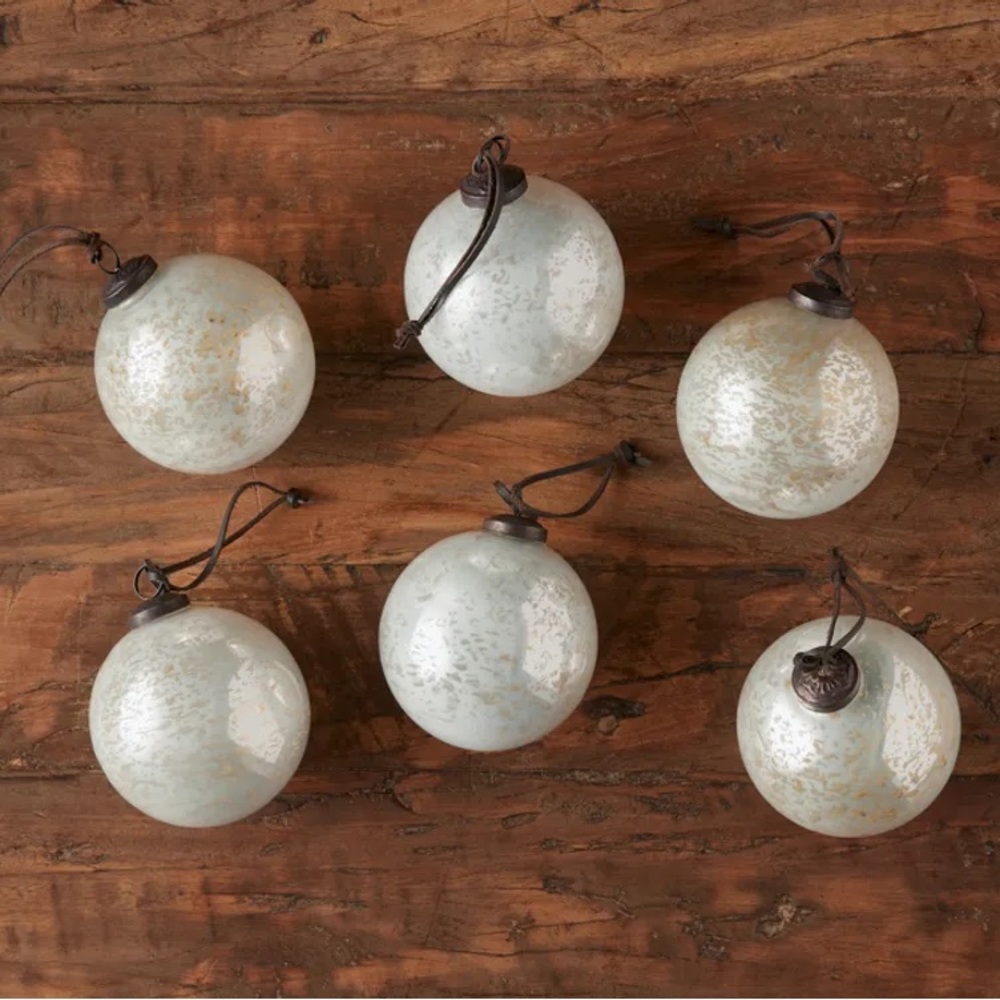 Arhaus White Christmas Ornaments (Set of 4)